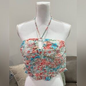 American Eagle Outfitters Floral Crop Top Multicolor Size Large CottageCore NWT